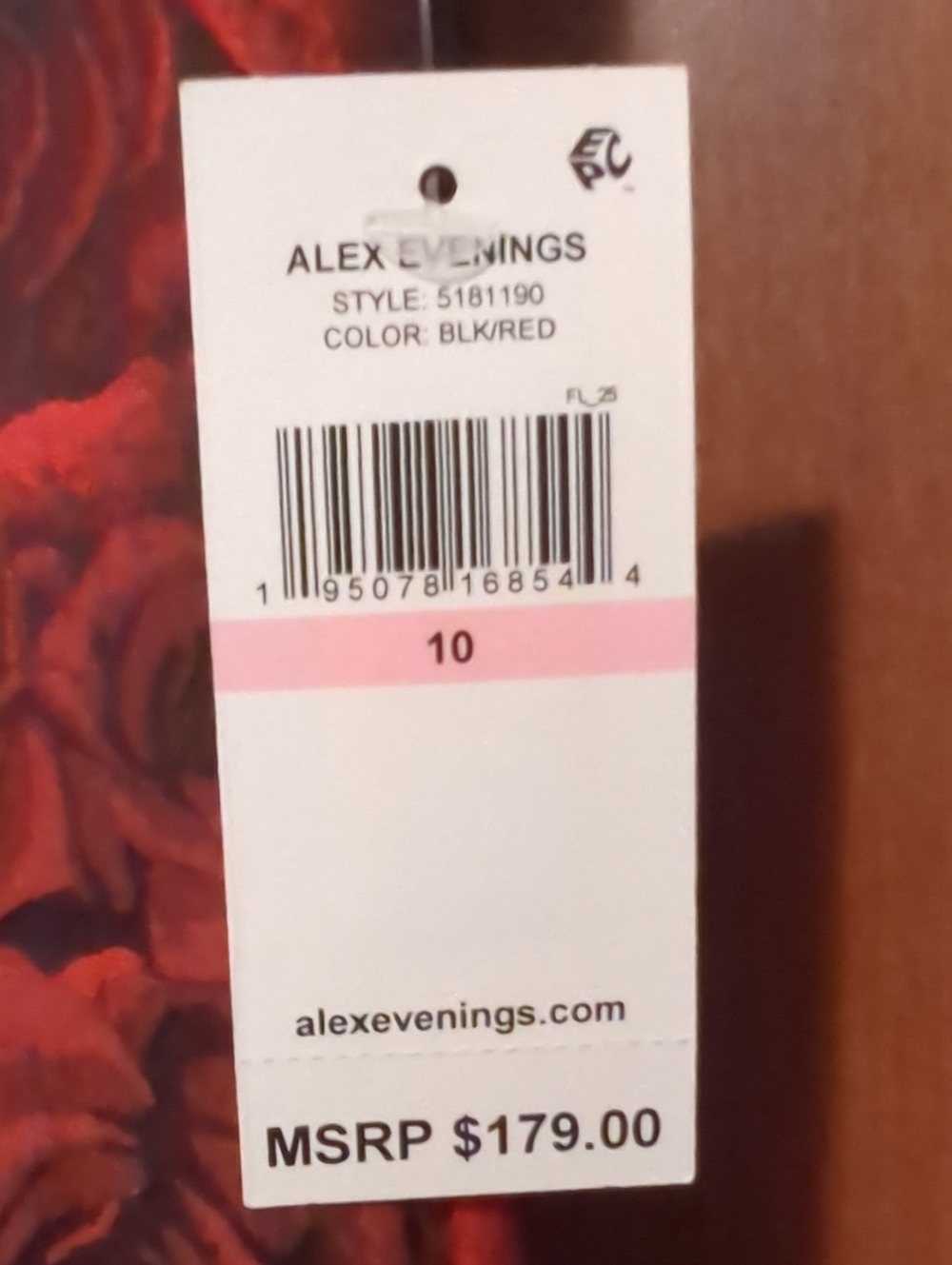 Alex Evenings Black and Red Floral Jacquard A-Line Dress - Picture 2 of 4